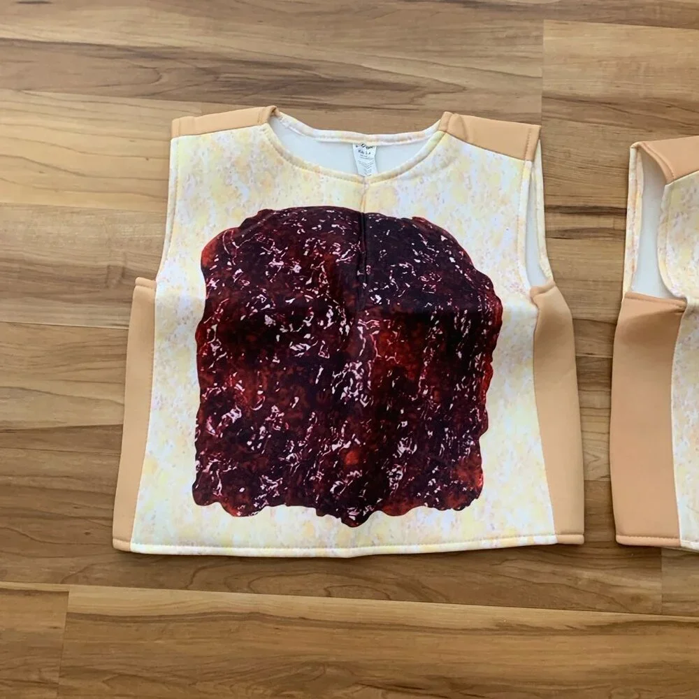Peanut Butter Jelly Costume Set Kids Size 3-4 Bodysuit Halloween New